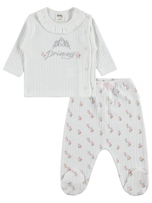 Civil Baby Princess Baskılı 10 lu  Zıbın Setleri - Pudra