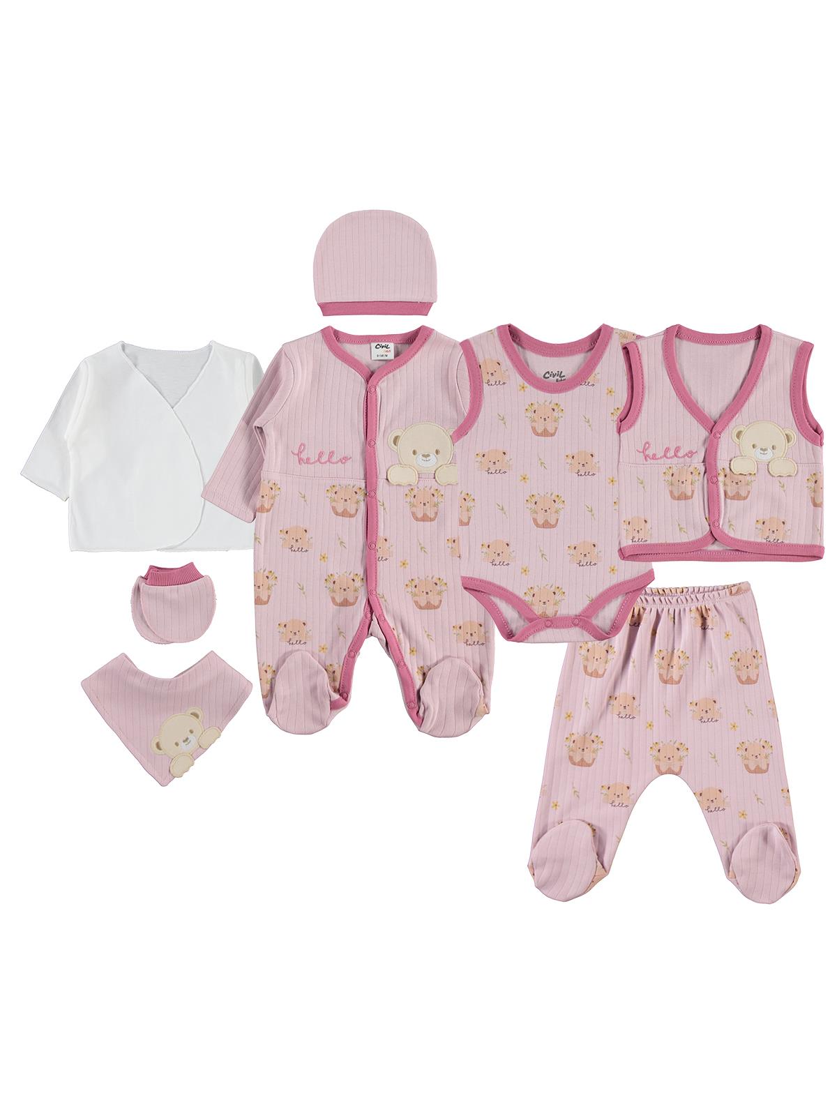 Civil Baby Ayı Empirme 8 li  Zıbın Setleri - Lila