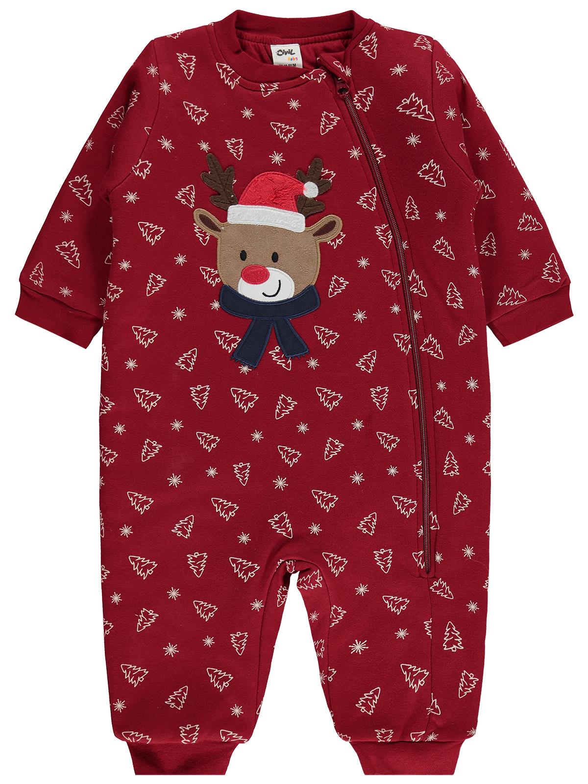 Civil Baby Şapkalı Ayıcık Baskılı 2.5 TOG  Uyku Tulumu - Bordo