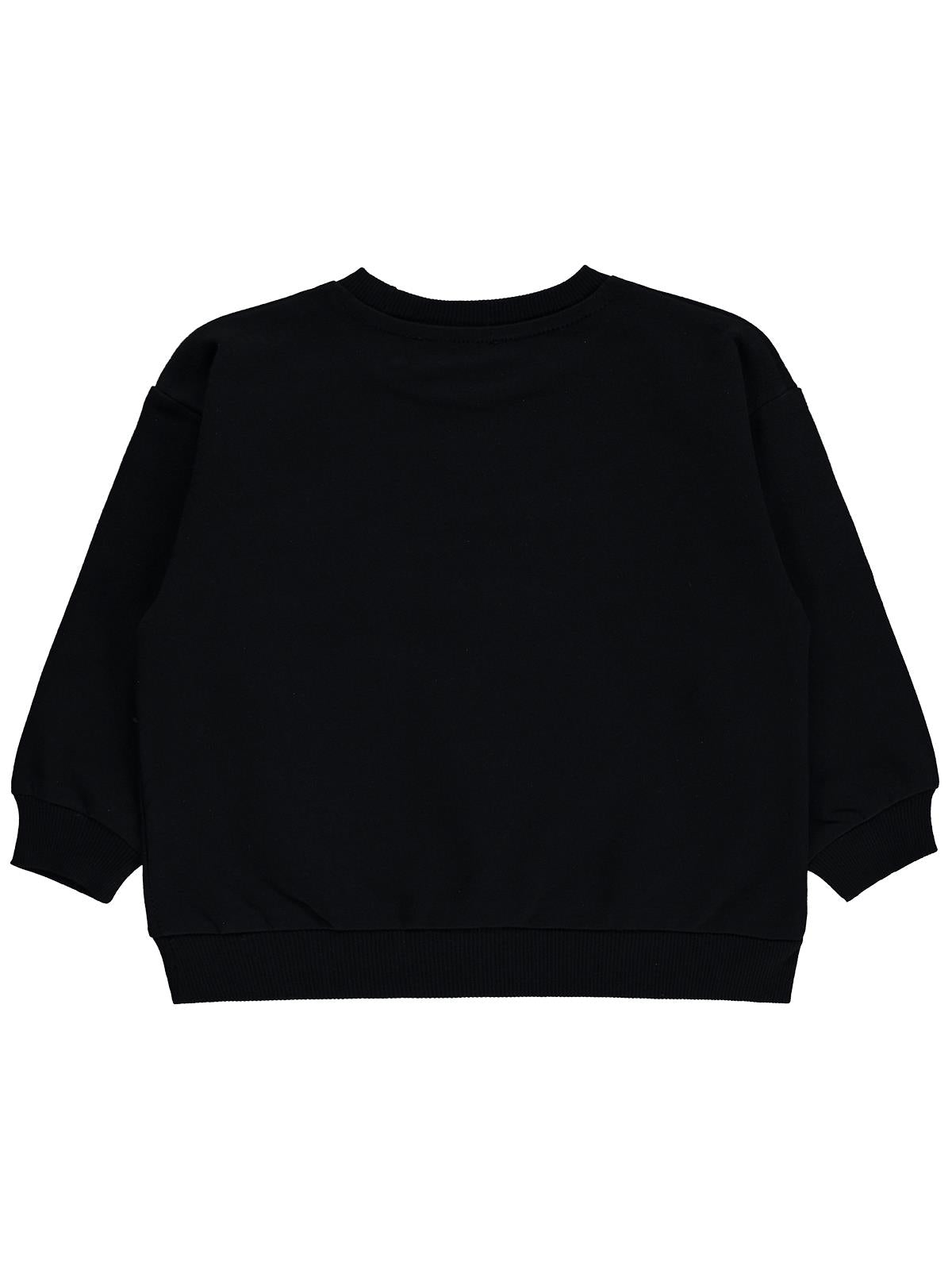 Civil Kız Çocuk Basic Sweatshirt | 2 İp Uzun Kol Bisiklet Yaka | Okul Kreş ve Günlük Kullanım - Siyah