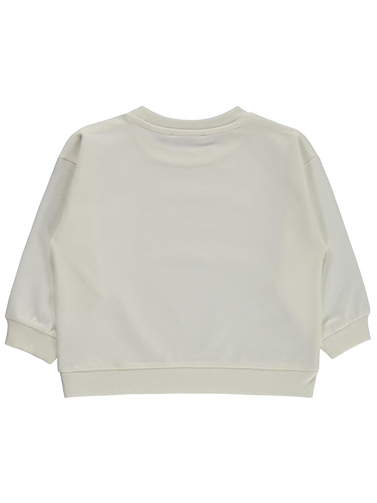 Civil Kız Çocuk Basic Sweatshirt | 2 İp Uzun Kol Bisiklet Yaka | Okul Kreş ve Günlük Kullanım - Ekru