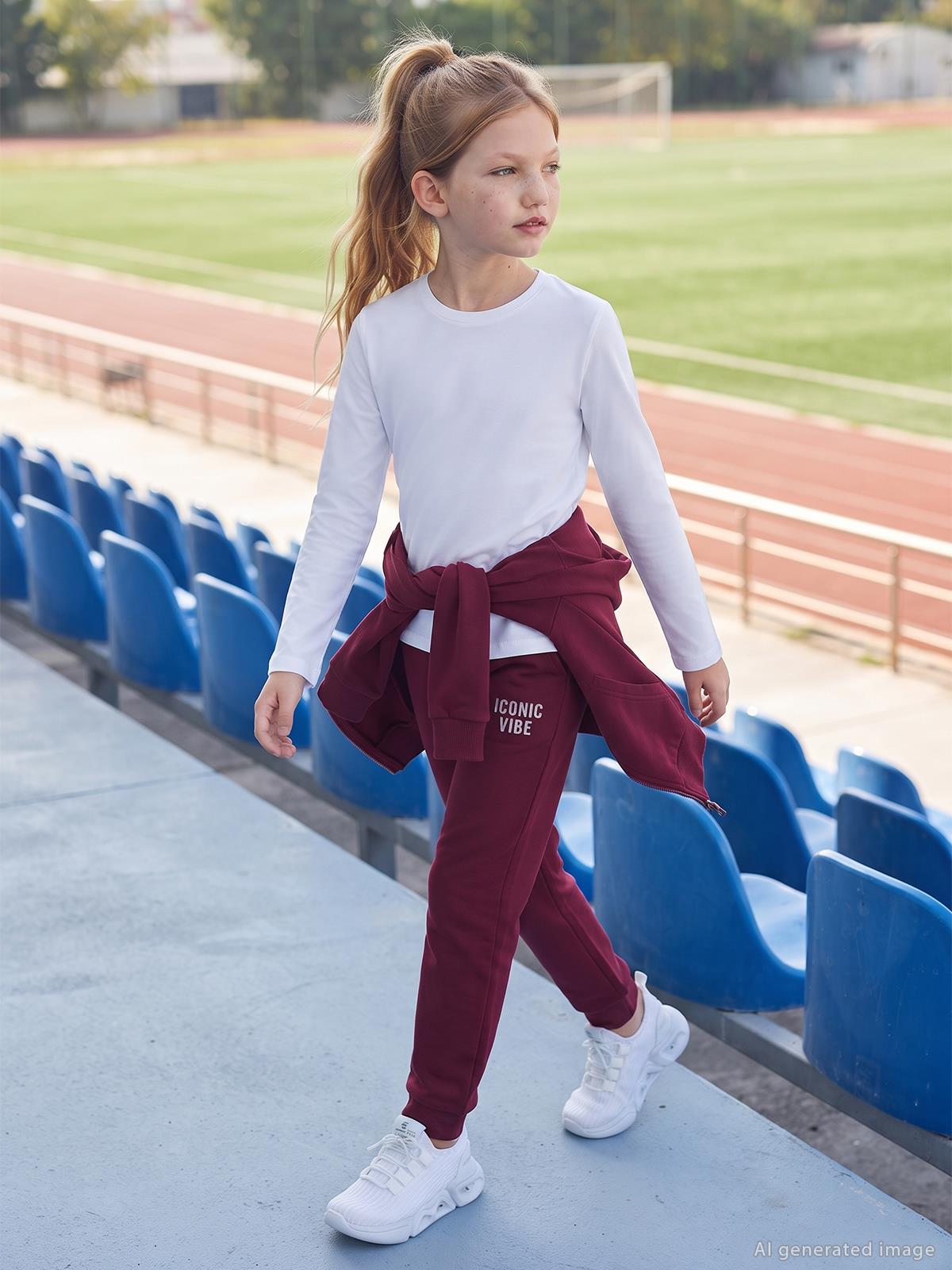 Civil Girls Basic 6-9 Yaş Eşofman Altı - Bordo
