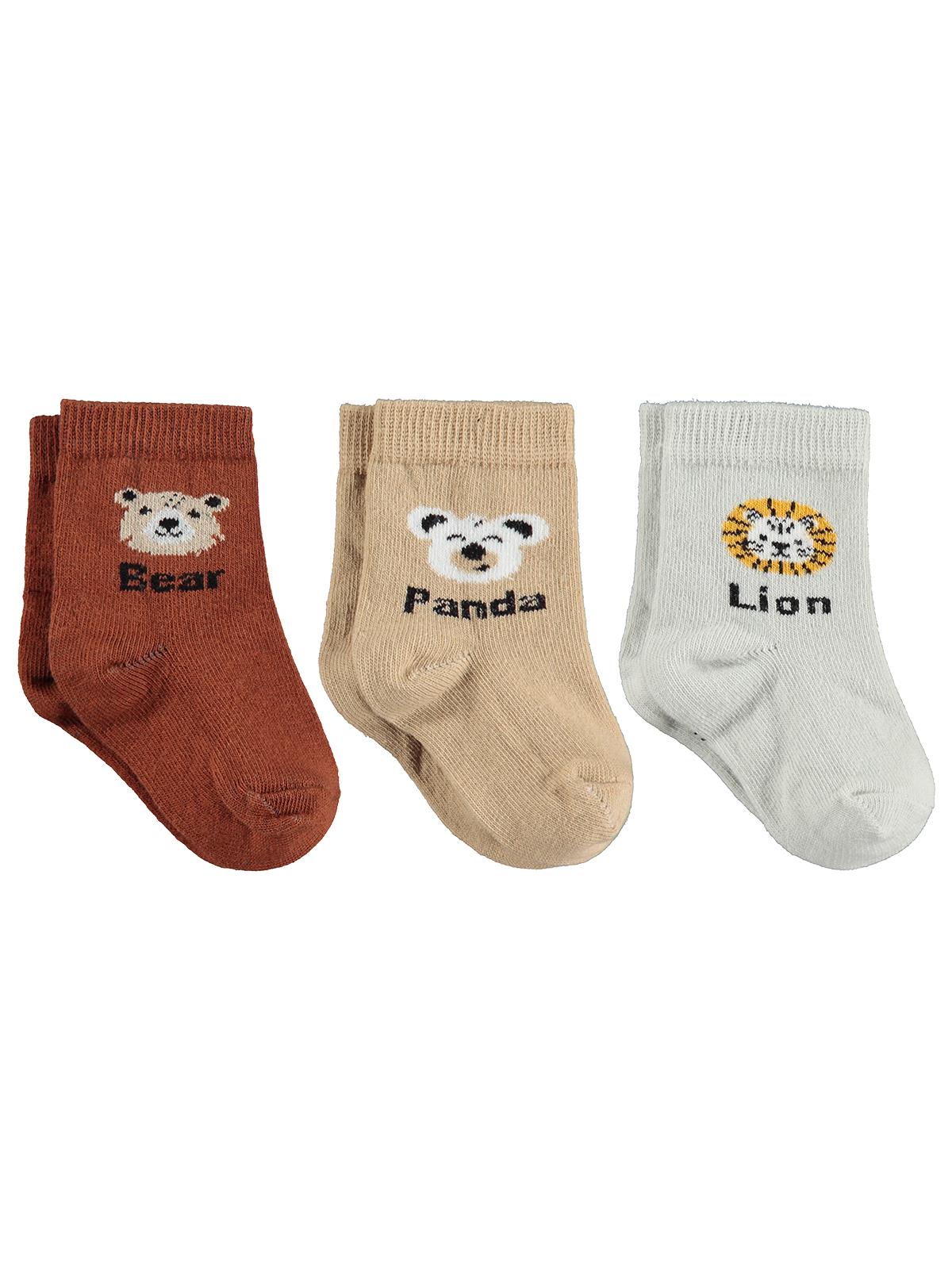 Civil Baby Panda 3'lü 6- Bebek Erkek Çorap Set