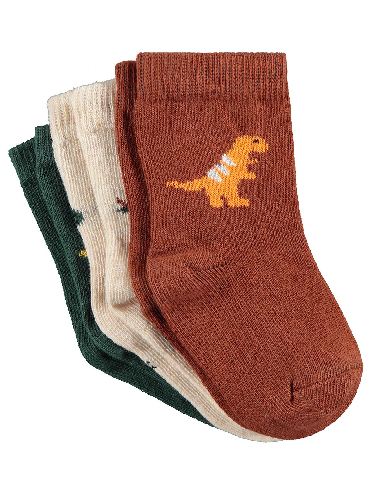 Civil Baby Dinosours 3'lü 6- Bebek Erkek Çorap Set