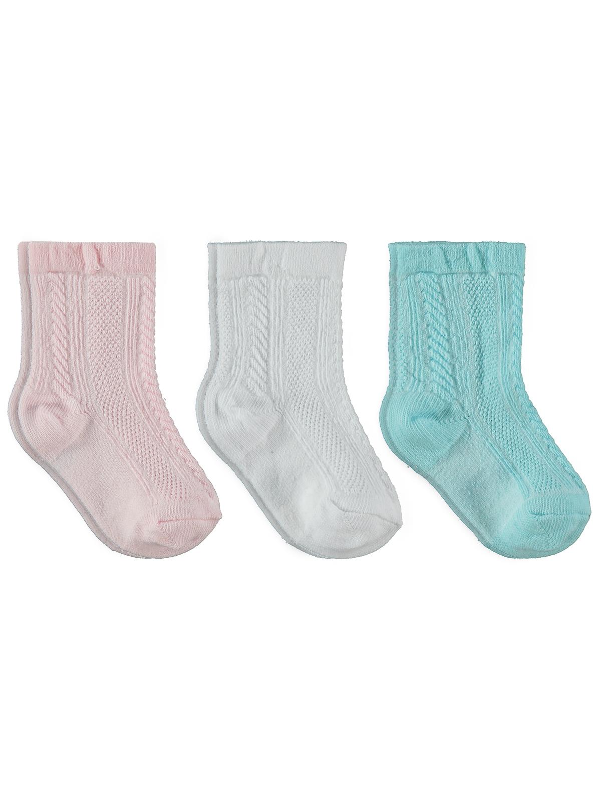 Civil Baby Jakarlı Basic 3'lü 6-18 Ay Bebek Kız Çorap Set