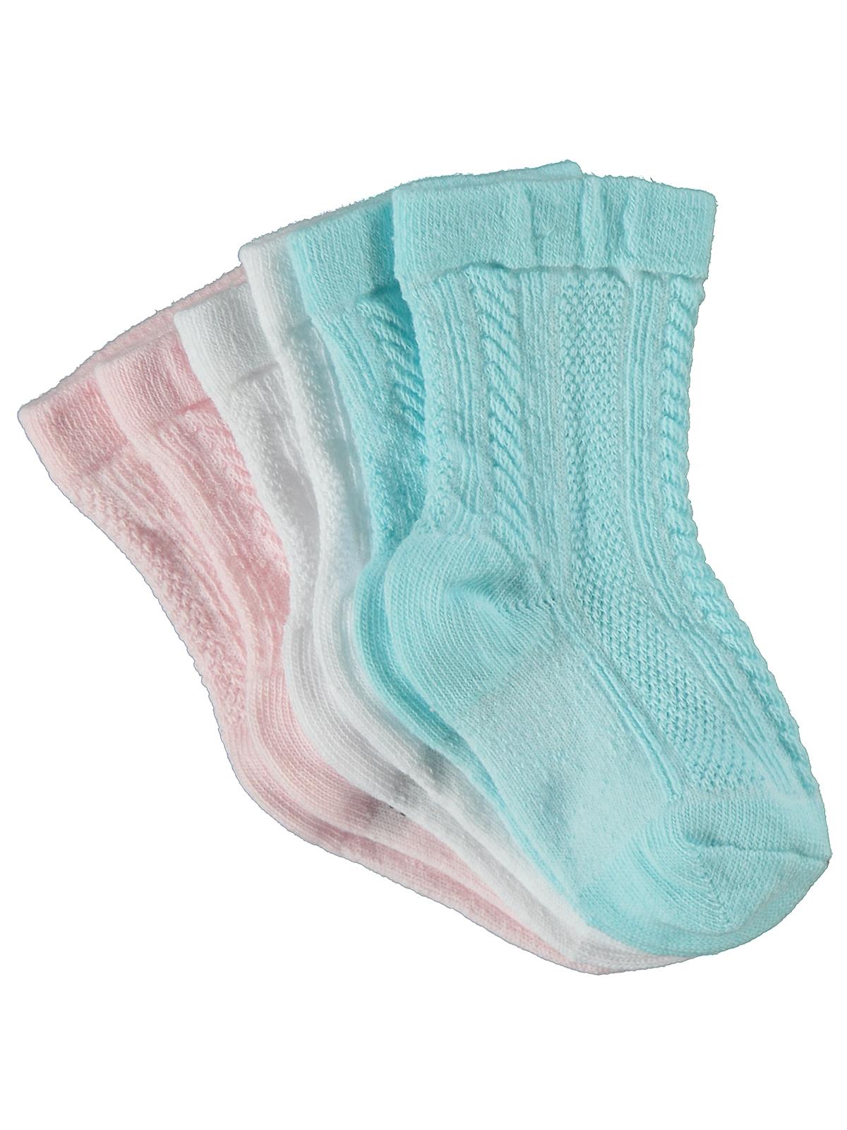 Civil Baby Jakarlı Basic 3'lü 6-18 Ay Bebek Kız Çorap Set