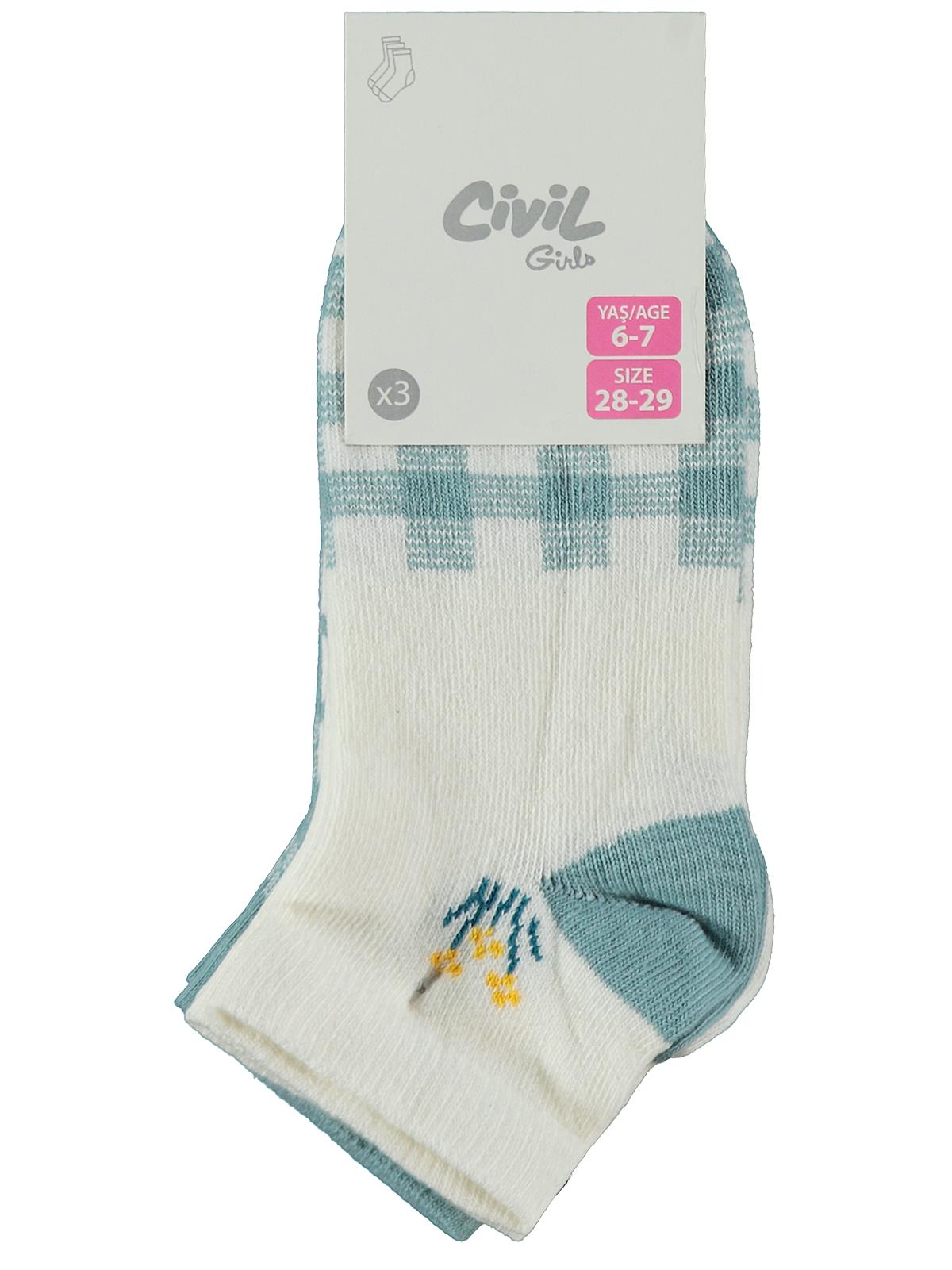 Civil Girls Çiçek 3'lü 2-12 Yaş Kız Patik Çorap