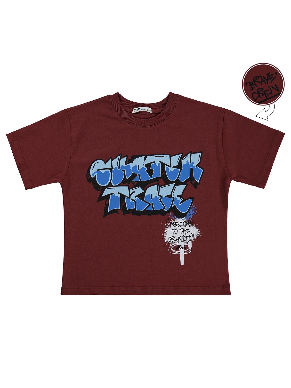 Civil Boys Skater Baskılı 6-9 Yaş Tişört - Turuncu
