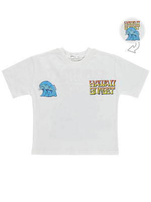 Civil Boys Hawaii Sunset Baskılı 10-13 Yaş Tişört - Kırık Beyaz