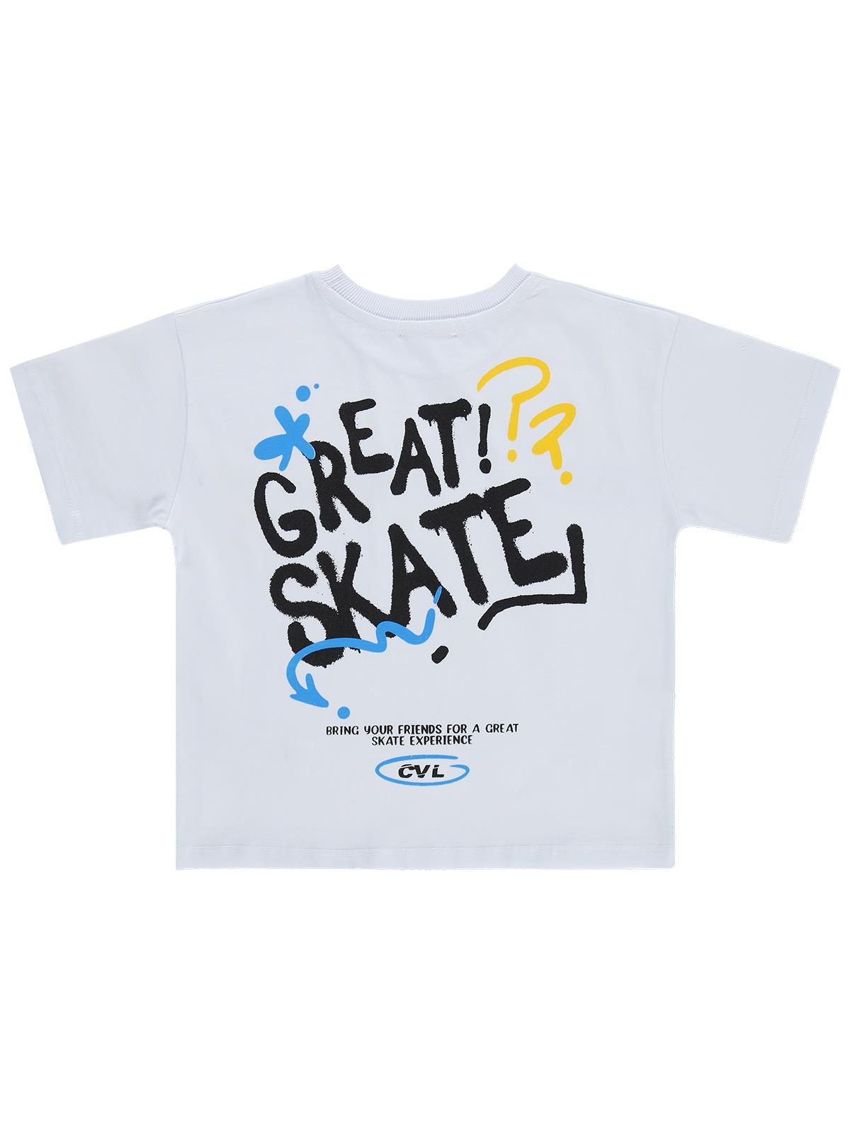 Civil Boys Great Skate Baskılı 10-13 Yaş Tişört - Beyaz
