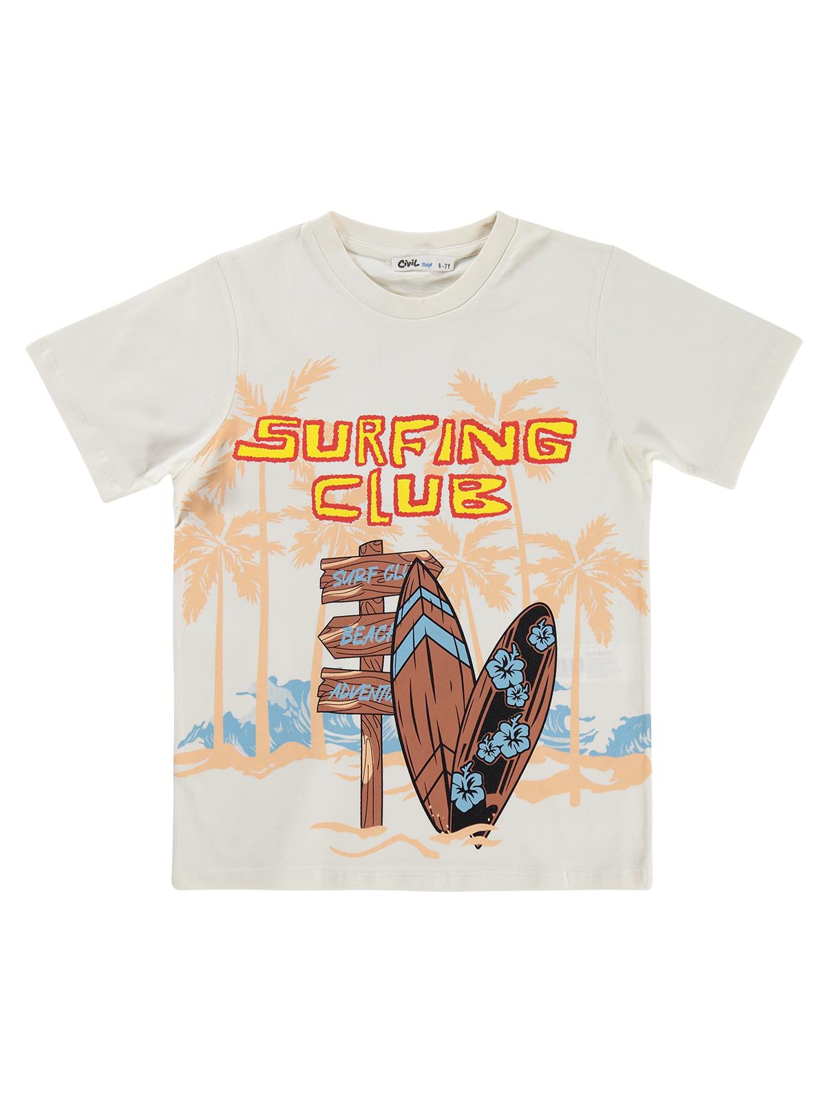 Civil Boys Surfing Club 10-13 Yaş Tişört - Kırık Beyaz