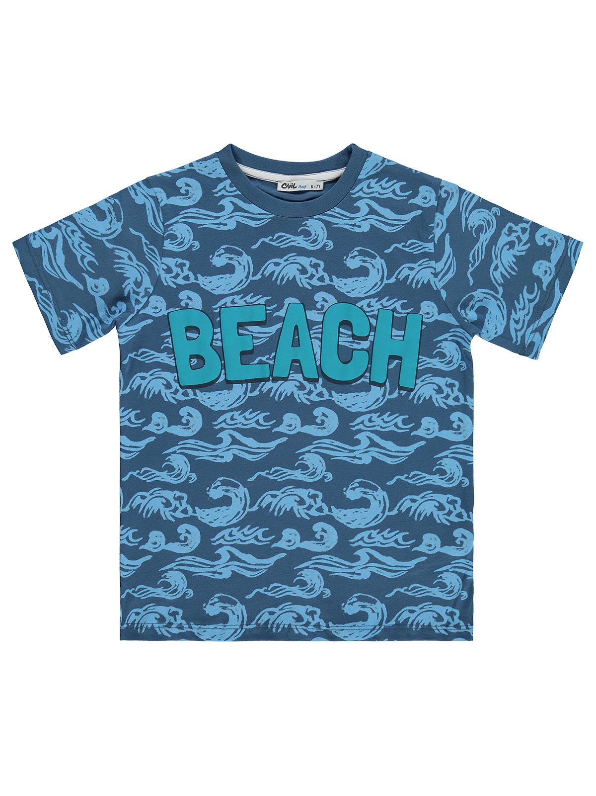 Civil Boys Beach Baskılı 10-13 Yaş Tişört - Yeşil