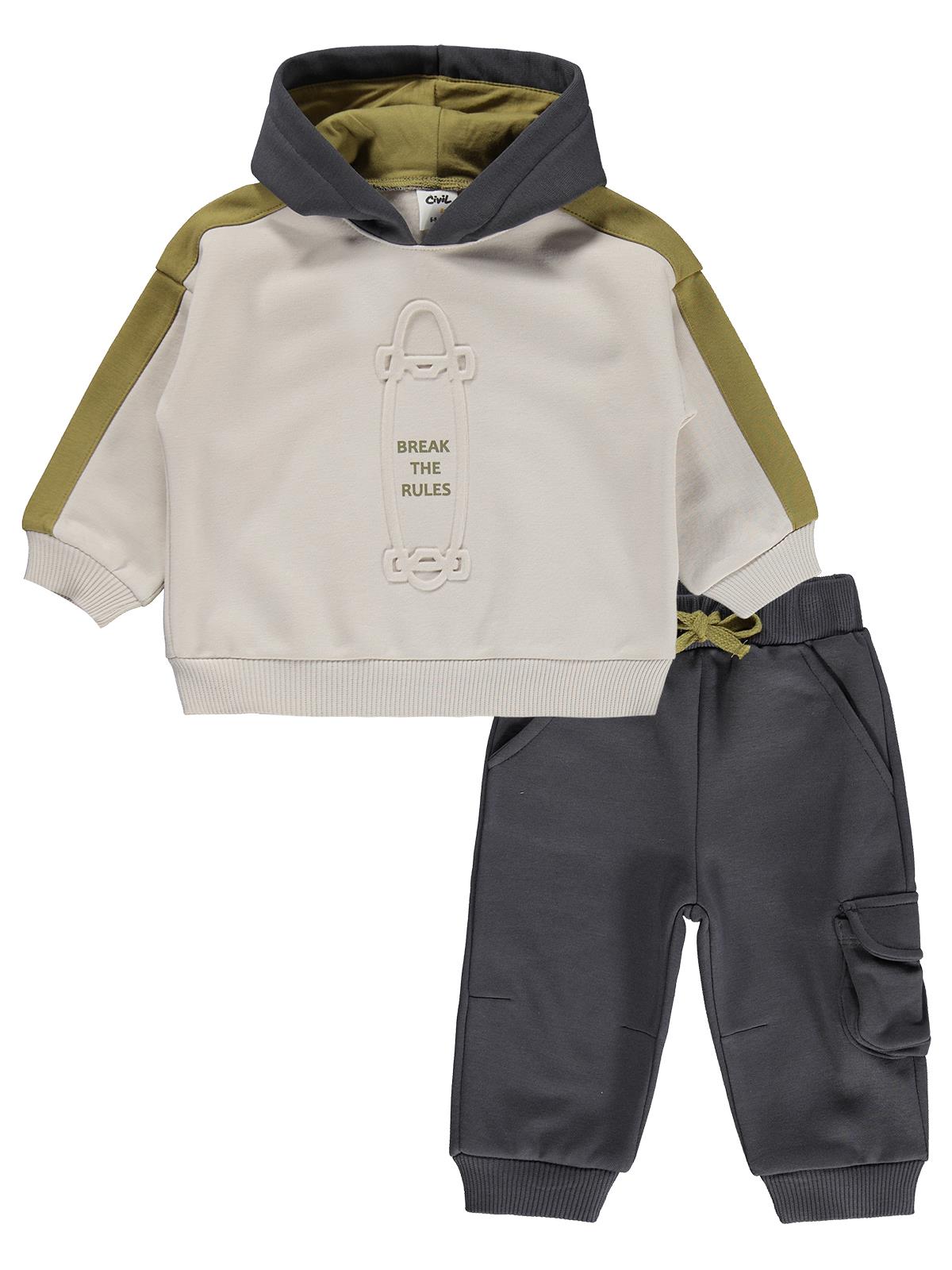 Civil Baby Kaykay Baskılı 6-18 Ay Takım - Gri