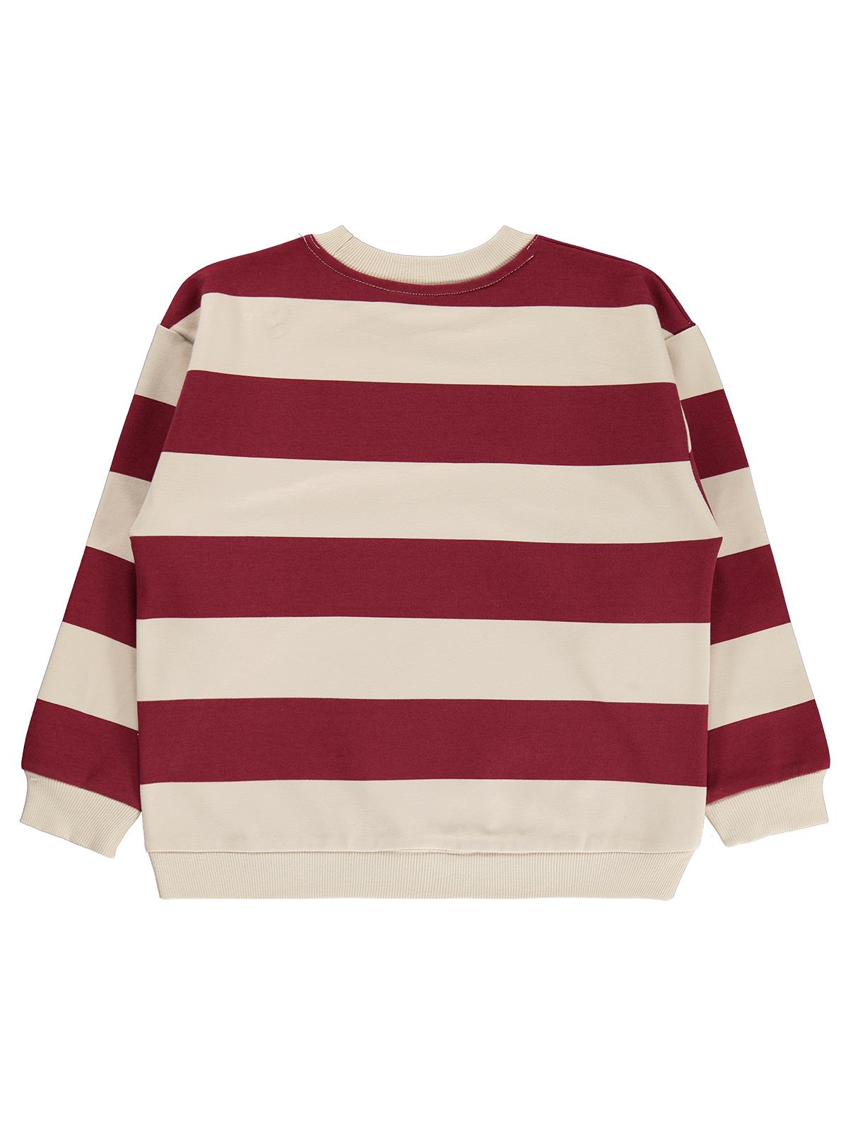 Civil Boys Kalın Çizgili Basic 10-13 Yaş Sweatshirt - Bordo