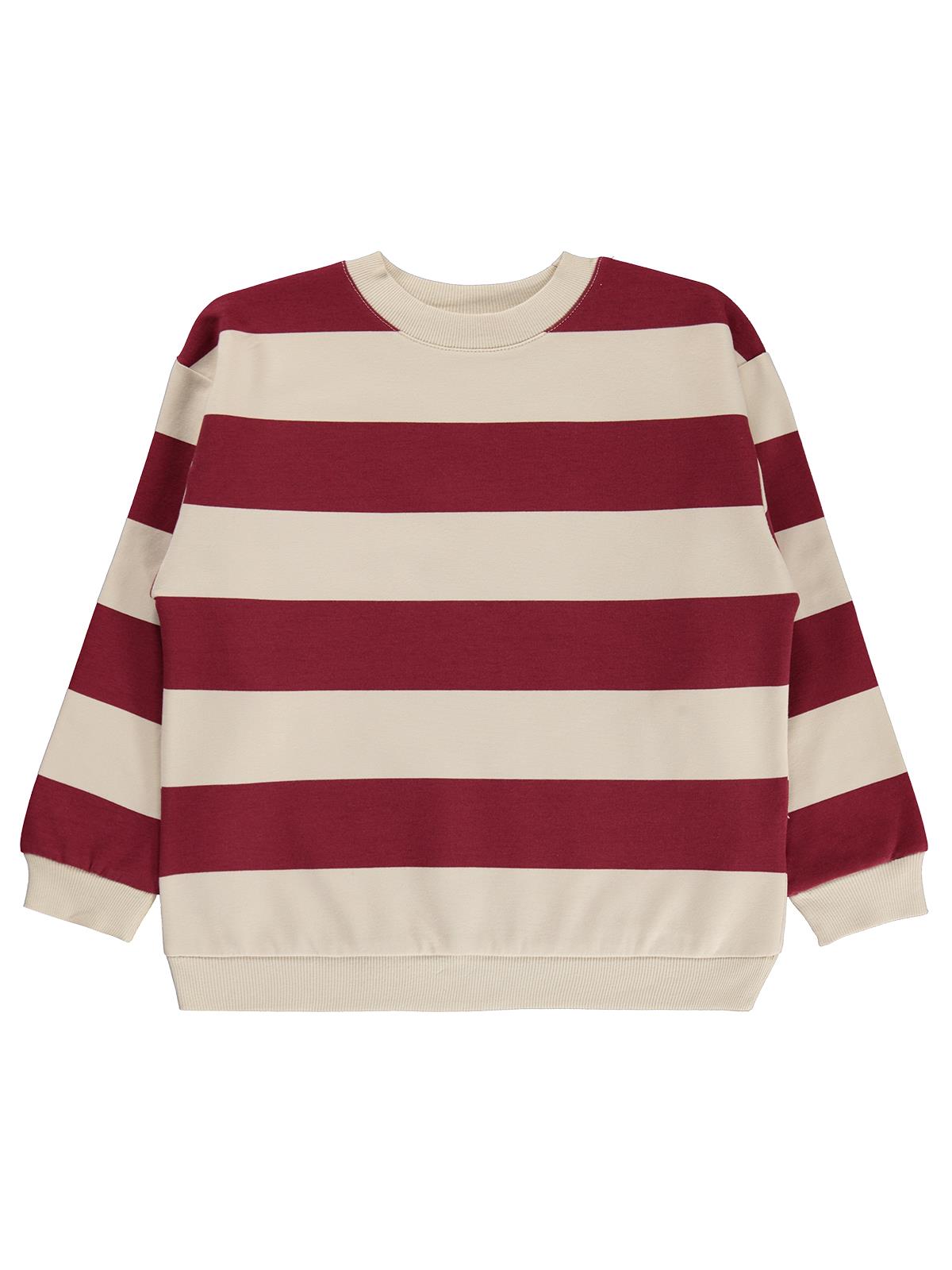 Civil Boys Kalın Çizgili Basic 10-13 Yaş Sweatshirt - Bordo