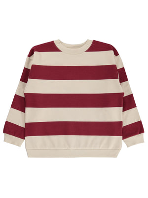 Civil Boys Kalın Çizgili Basic 6-9 Yaş Sweatshirt - Bordo