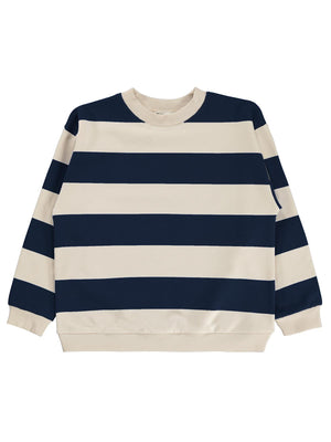 Civil Boys Kalın Çizgili Basic 6-9 Yaş Sweatshirt - Lacivert