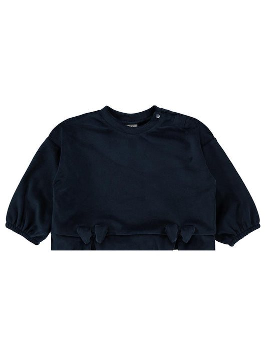 Civil Baby Fransız Kadife Fiyonklu 6-18 Ay Sweatshirt - Lacivert
