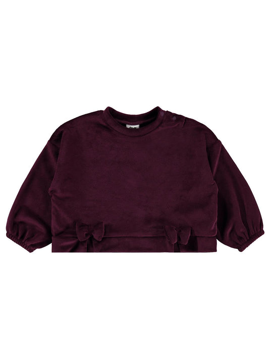 Civil Baby Fransız Kadife Fiyonklu 6-18 Ay Sweatshirt - Lila