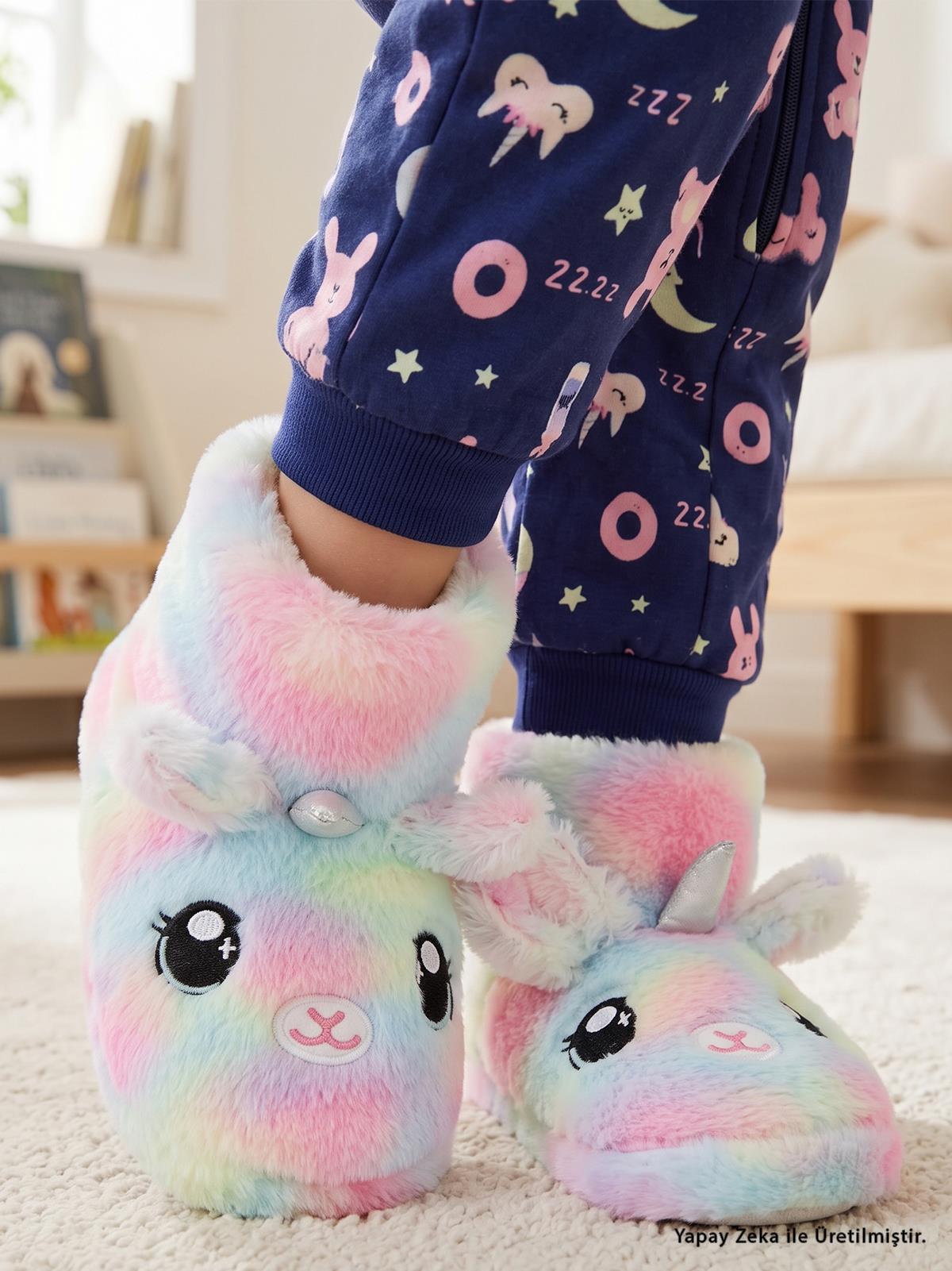 Civil Girls Unicorn figürlü Uzun 25-29 Numara Panduf - Lila