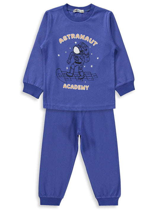 Civil Erkek Çocuk Astronot Baskılı Pijama Takımı | Süprem-Süprem | Okul Kreş ve Günlük Kullanım - Mavi