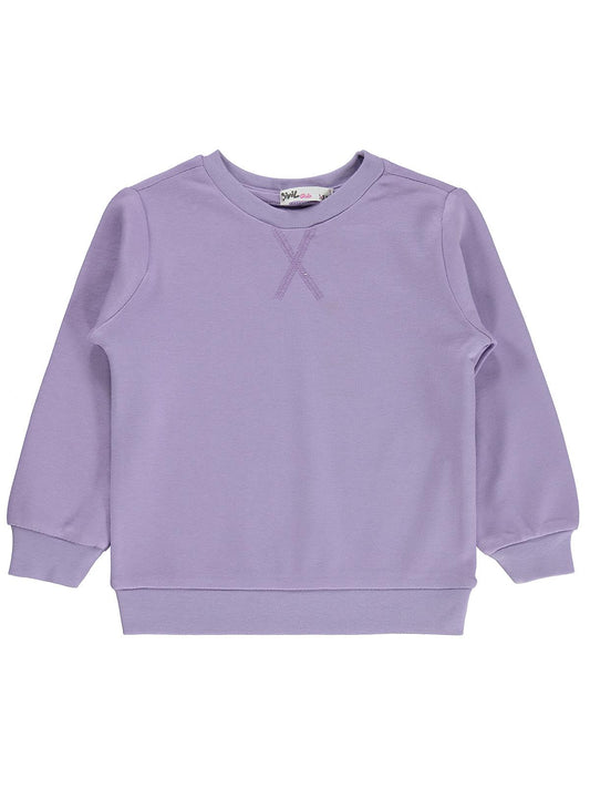 Civil Kız Çocuk Düz Sweatshirt | İnterlok Uzun Kol Bisiklet Yaka | Okul Kreş ve Günlük Kullanım - Lila
