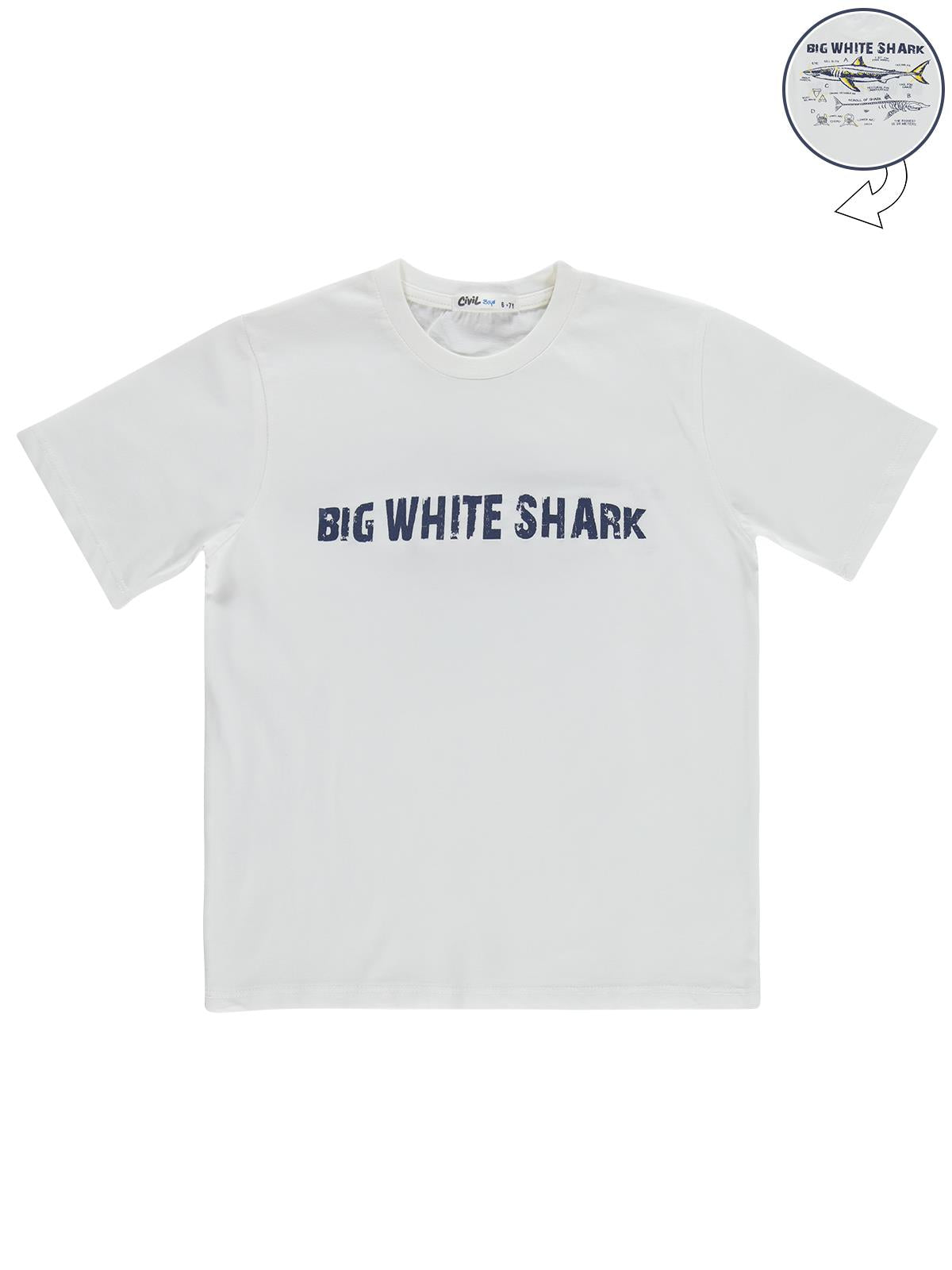 Civil Boys Big White Baskılı 6-9 Yaş Tişört - Kırık Beyaz