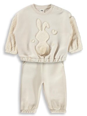 Civil Baby Tavşan Velsoft Aplike Garnili 6-18 Ay Takım - Bej