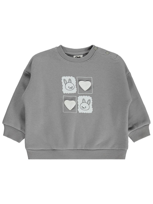 Civil Baby Tavşan Oyuncaklı 6-18 Ay Sweatshirt - Gri
