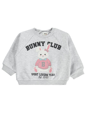 Civil Baby Bunny Club Tavşan Baskılı 6-18 Ay Sweatshirt - Gri