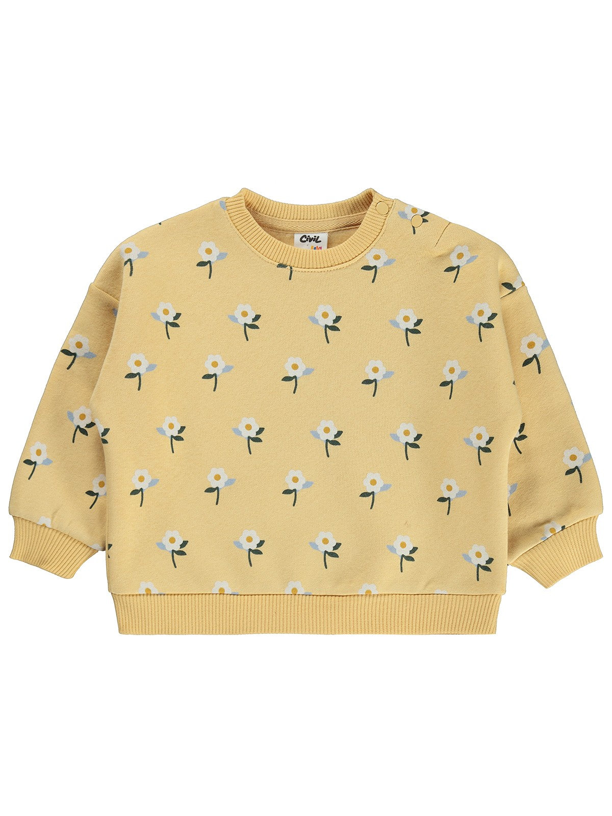Civil Baby Çiçek Empirme 6-18 Ay Sweatshirt - Sarı