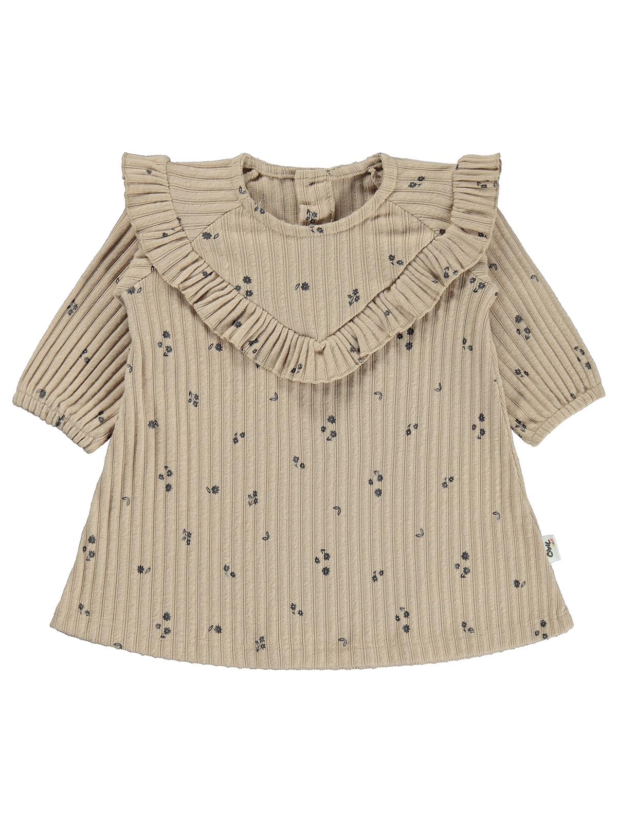 Civil Baby Yapraklı Çiçek Empirme 6-18 Ay Elbise - Bej