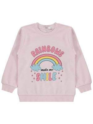 Civil Girls Rainbow Baskılı 2-5 Yaş Sweatshirt  - Pembe