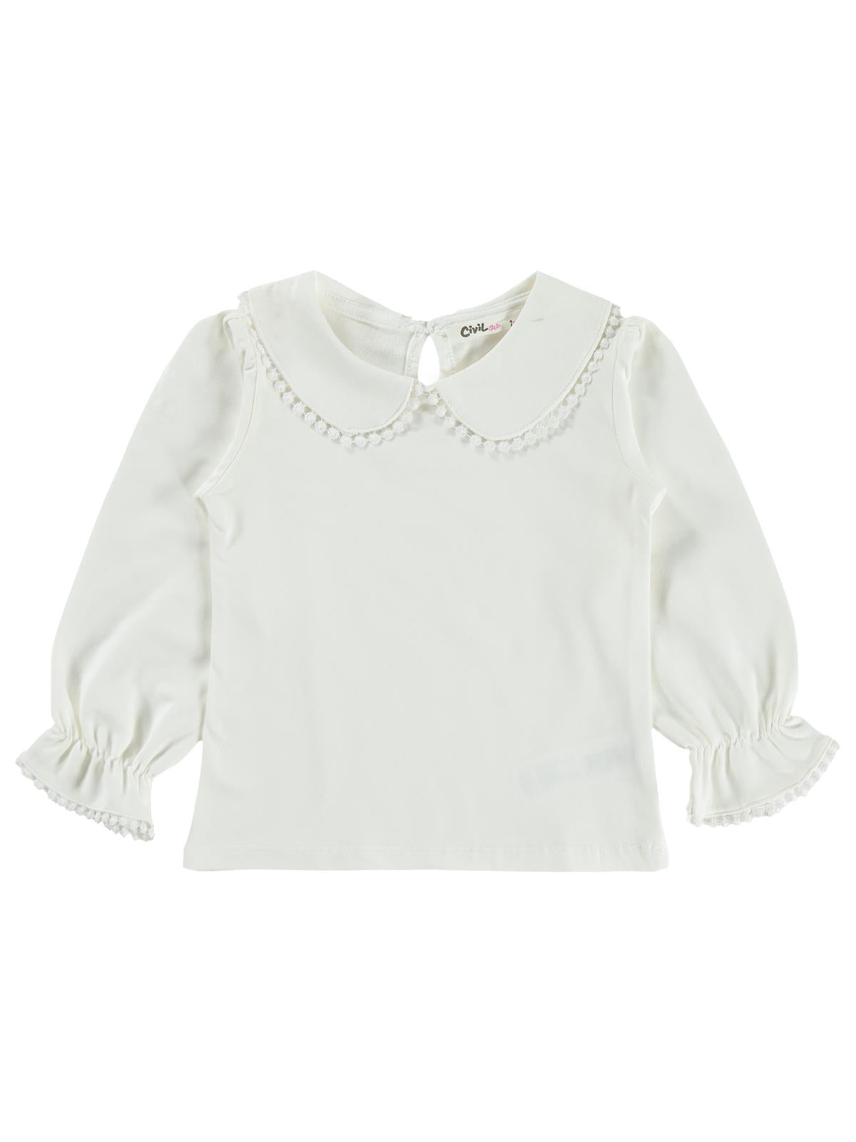 Civil Girls Dantel Şeritli 2-5 Yaş Sweatshirt - Ekru