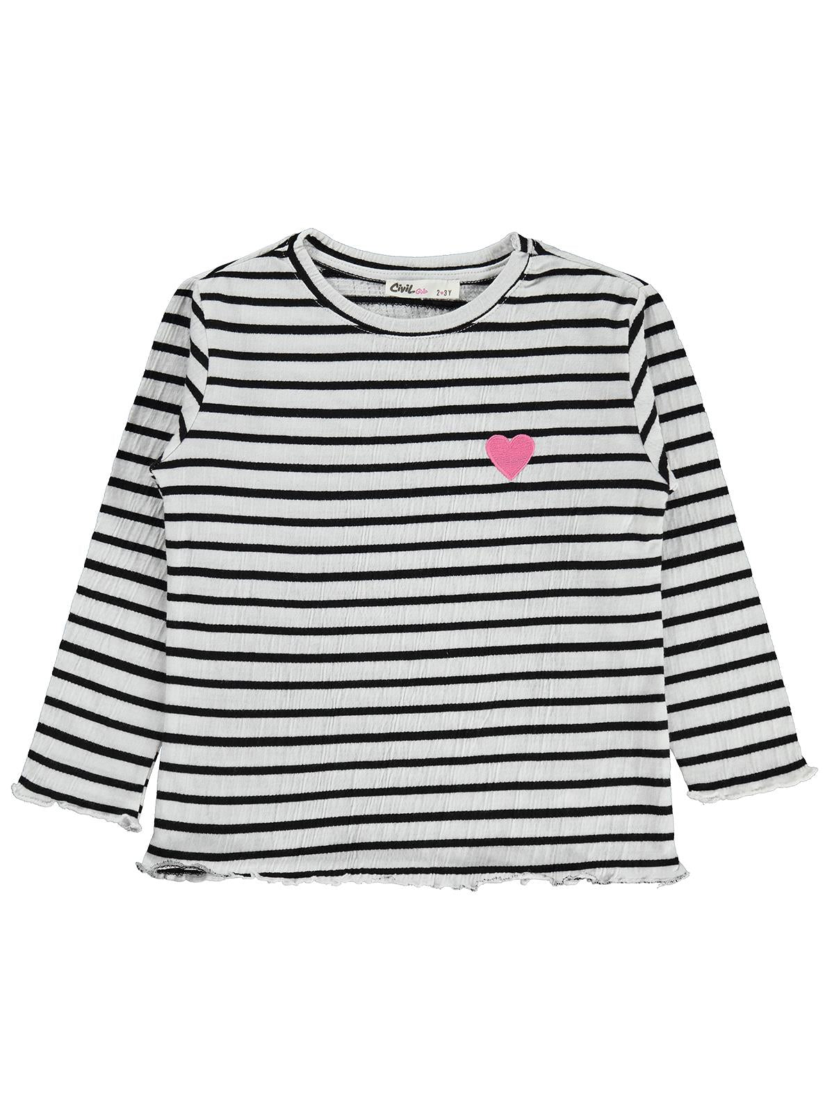 Civil Girls Çizgili 2-5 Yaş Sweatshirt - Ekru