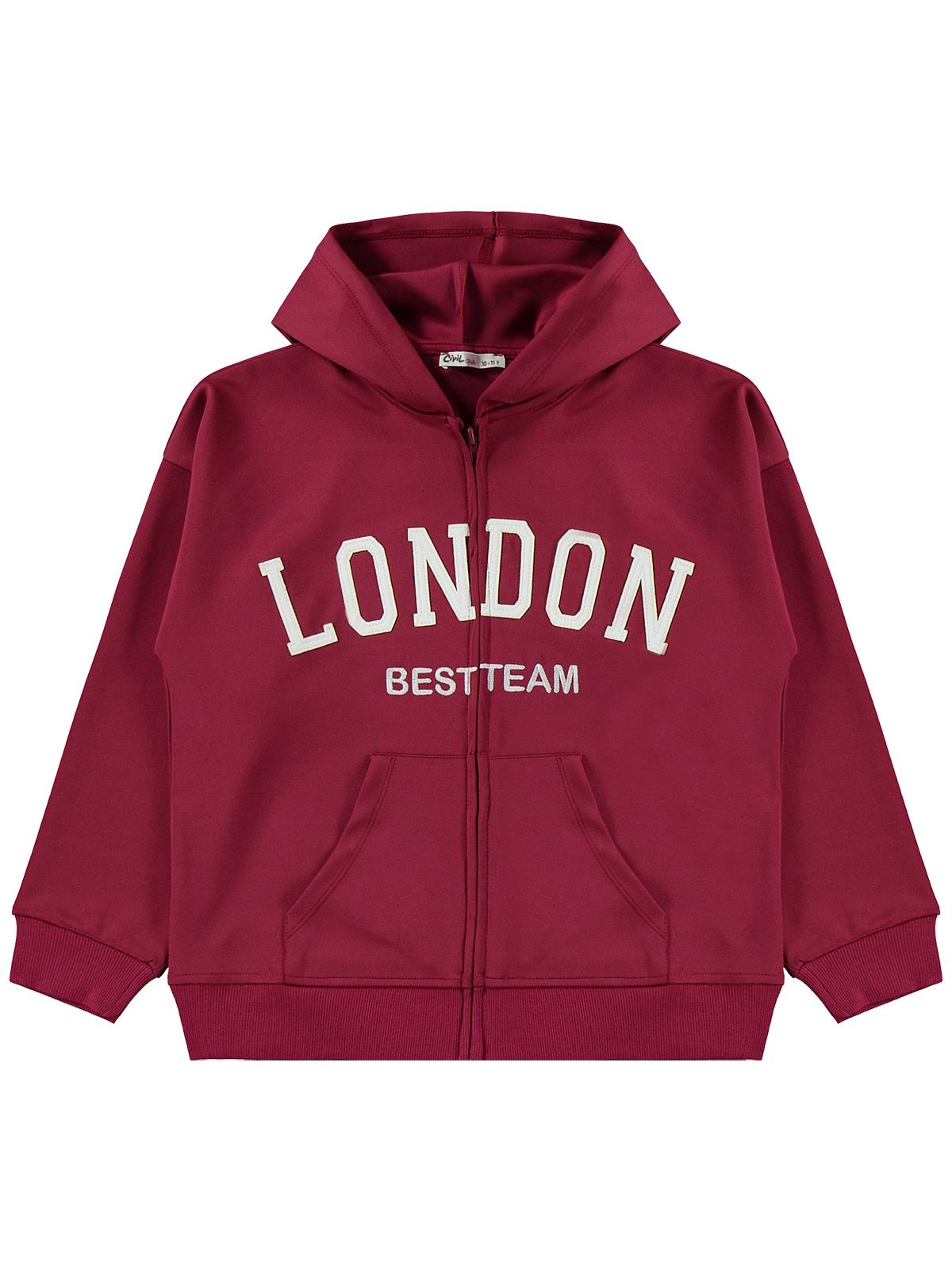 Civil Girls London Baskılı 10-13 Yaş Eşofman Takımı - Bordo