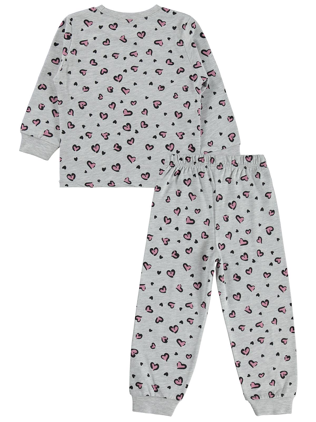 Civil Girl Kız Çocuk Leopar Pijama Takımı | Süprem Uzun Kol Bisiklet Yaka | Okul Kreş ve Günlük Kullanım - Gri
