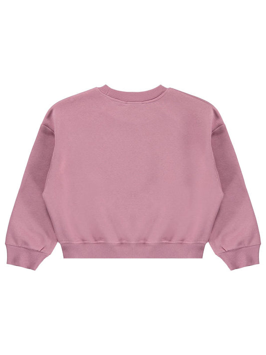 Civil Girls Kız Çocuk Düz Sweatshirt | 3 İp Uzun Kol Bisiklet Yaka | Okul Kreş ve Günlük Kullanım - Pembe