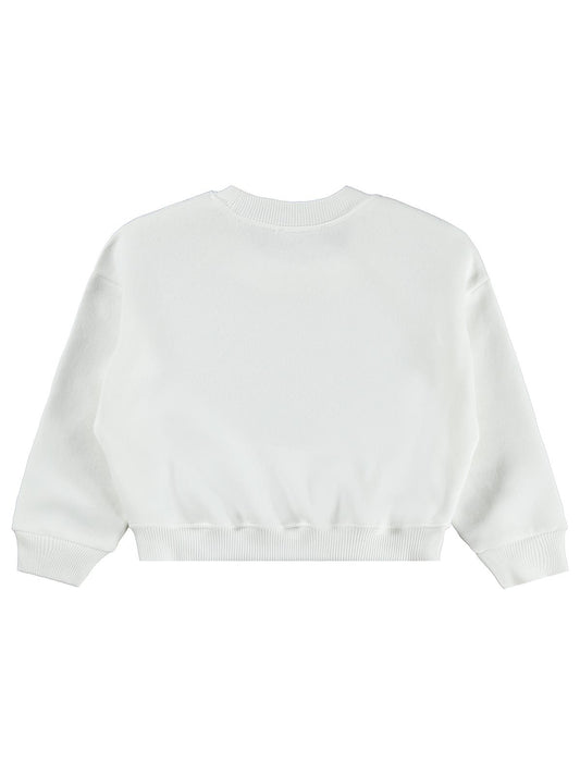 Civil Girls Kız Çocuk Düz Sweatshirt | 3 İp Uzun Kol Bisiklet Yaka | Okul Kreş ve Günlük Kullanım - Ekru