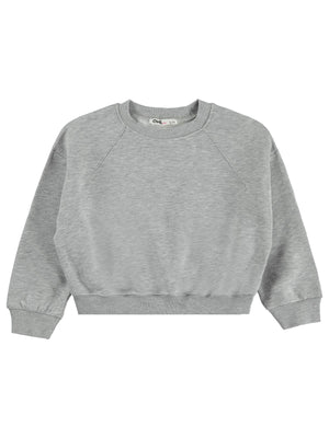 Civil Girls Kız Çocuk Düz Sweatshirt | 3 İp Uzun Kol Bisiklet Yaka | Okul Kreş ve Günlük Kullanım - Gri