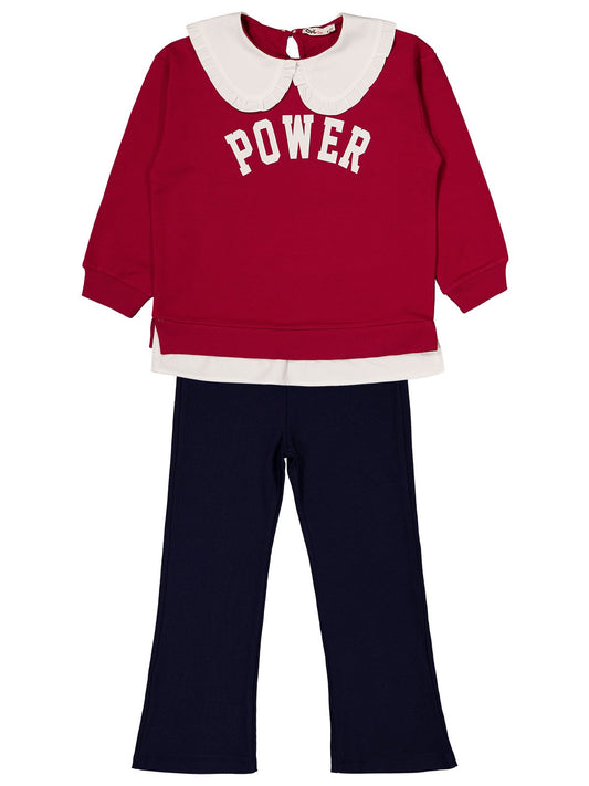 Civil Girls Power Baskılı 6-9 Yaş Takım - Bordo