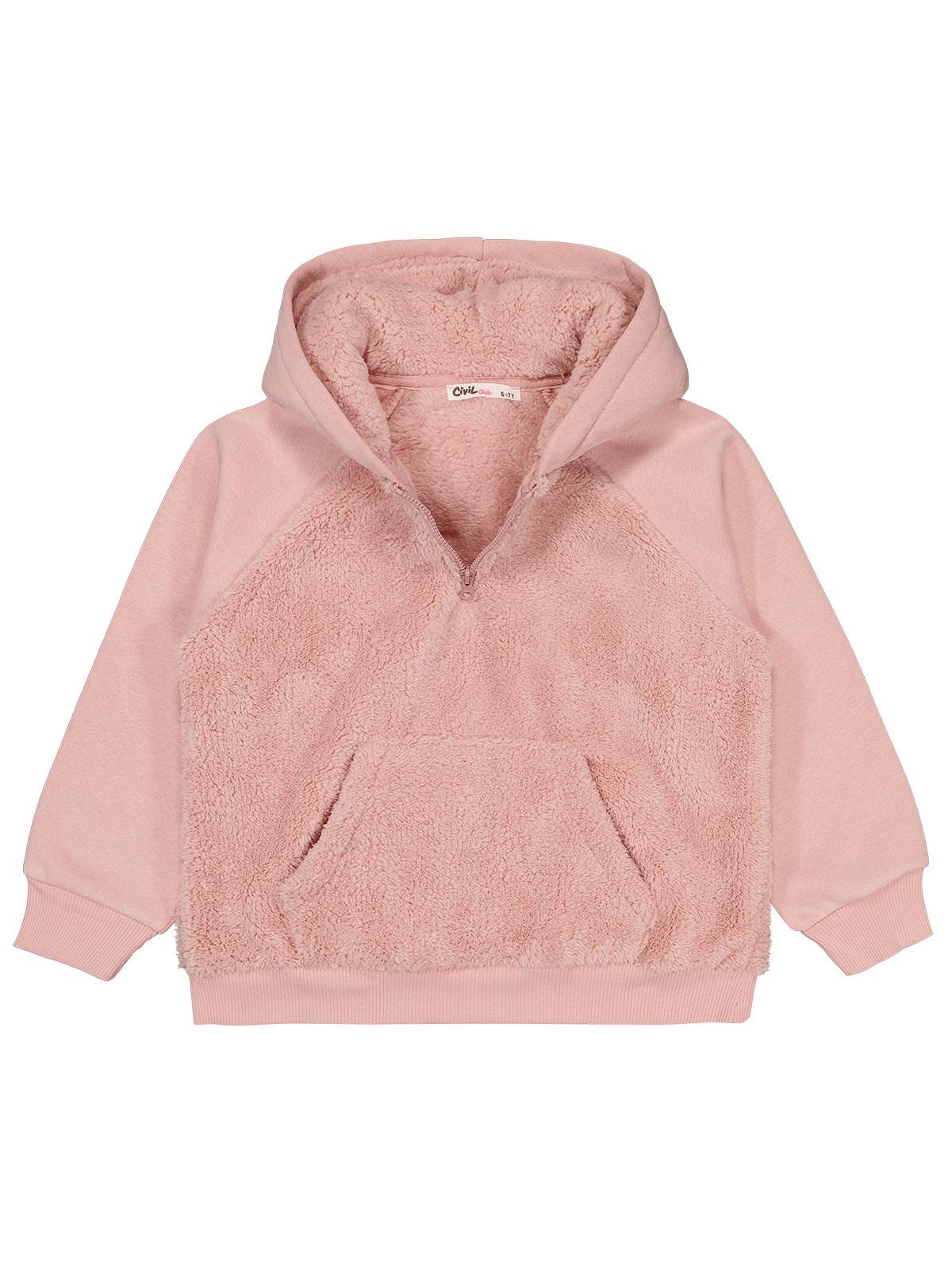 Civil Girls Fermuarlı 6-9 Yaş Sweatshirt - Pembe