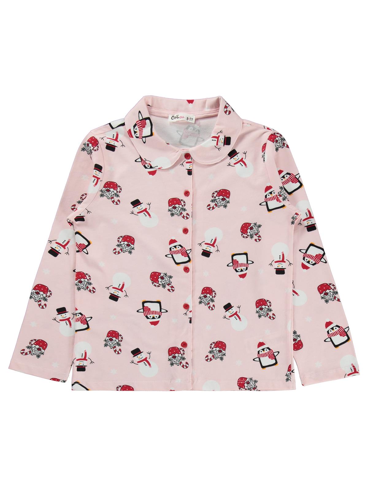 Civil Girls Kardan Adam Baskılı 6-9 Yaş Pijama Takımı - Pembe