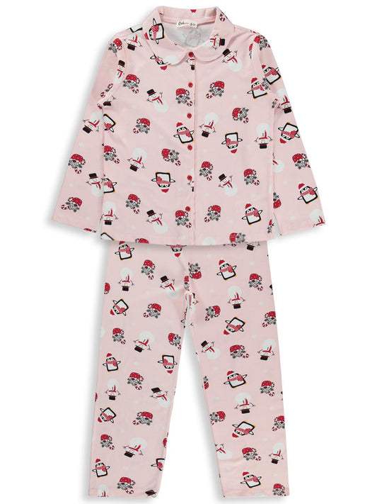 Civil Girls Kardan Adam Baskılı 6-9 Yaş Pijama Takımı - Pembe