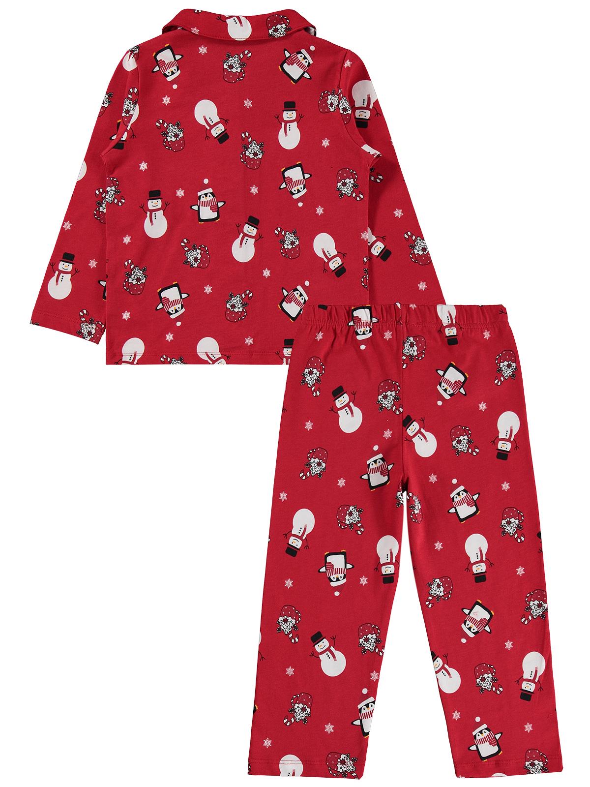 Civil Girls Kardan Adam Baskılı 10-13 Yaş Pijama Takımı - Kırmızı