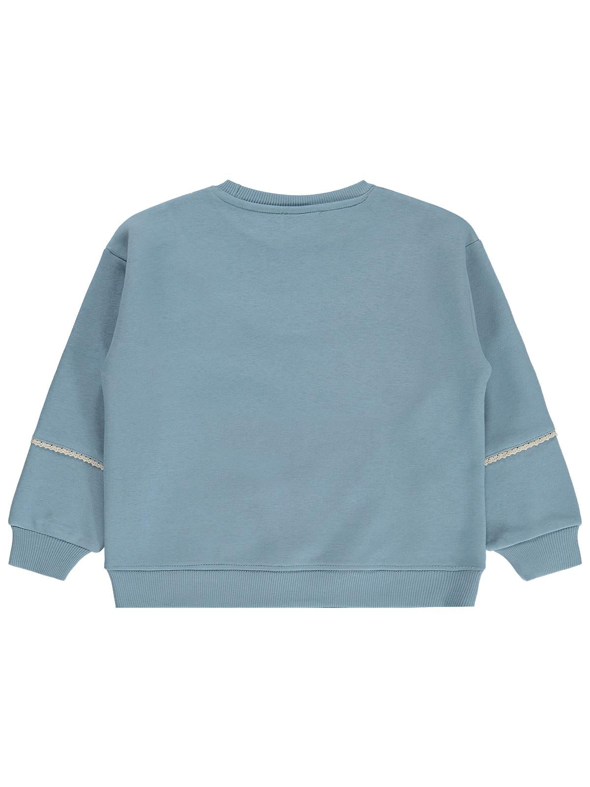 Civil Girls Çiçek Nakışlı 6-9 Yaş Sweatshirt - Mavi