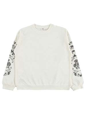 Civil Girls Çiçek Baskılı 10-13 Yaş Sweatshirt - Ekru