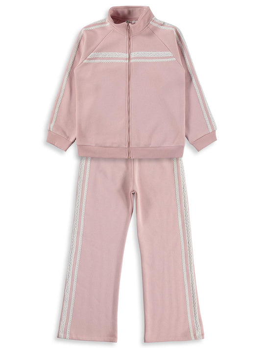 Civil Girls Dantel Şeritli 10-13 Yaş Eşofman Takımı - Pembe