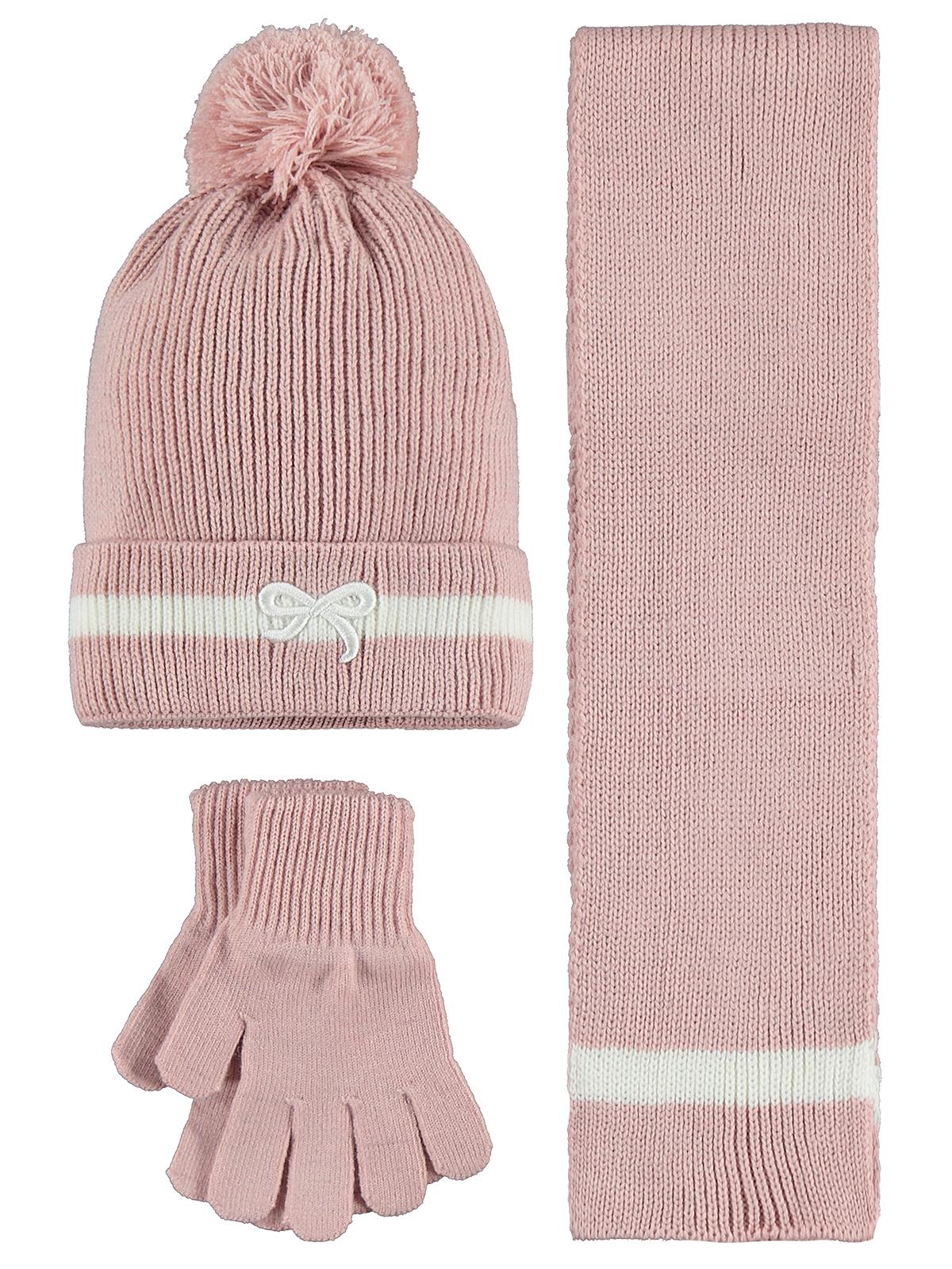 Civil Girls 6-9 Yaş Atkı Bere Eldiven Set - Pembe
