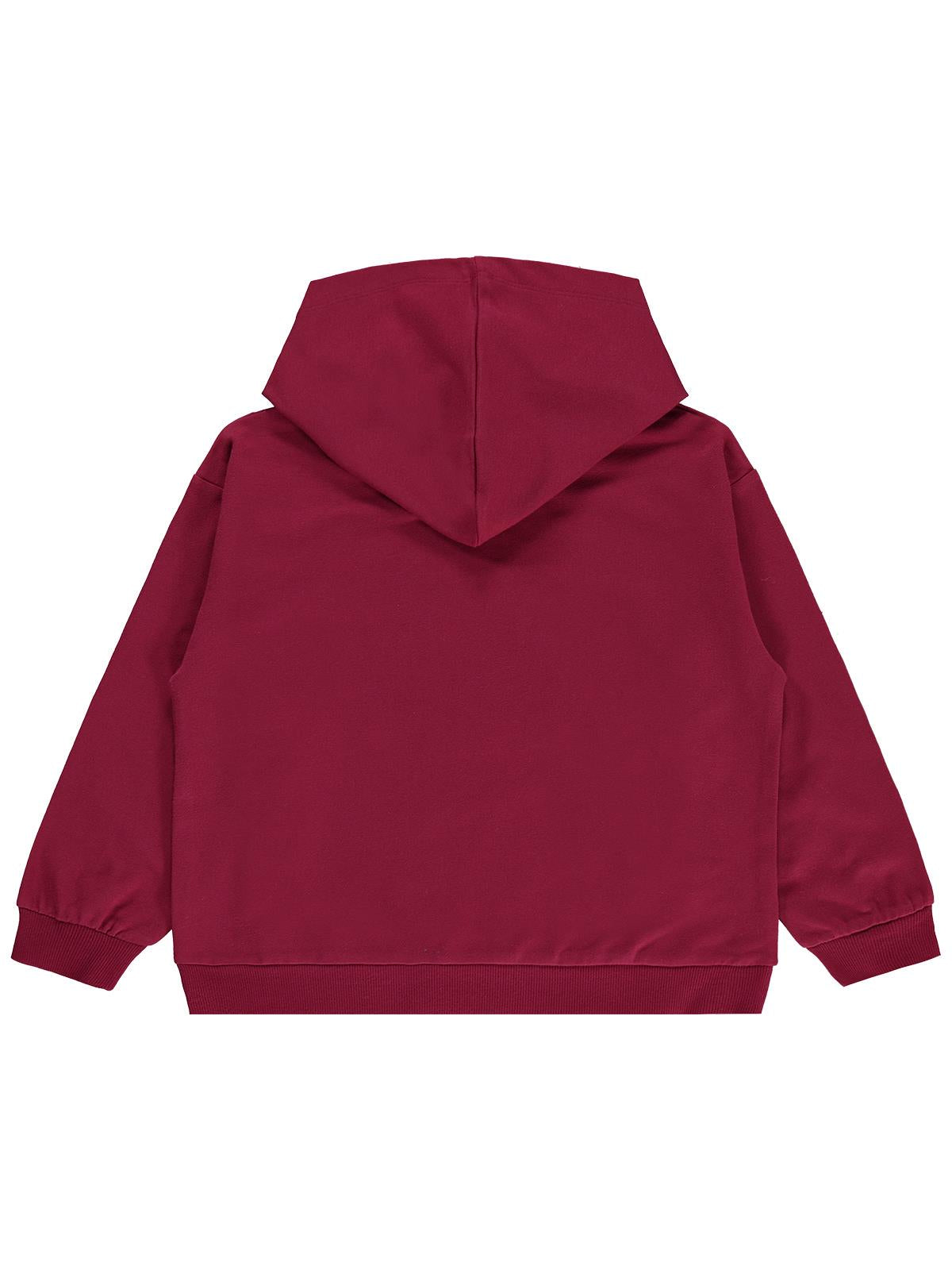 Civil Girls Kalp Baskılı 6-9 Yaş Sweatshirt - Bordo